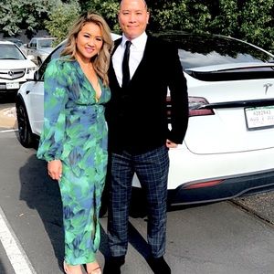 floral green midi dress